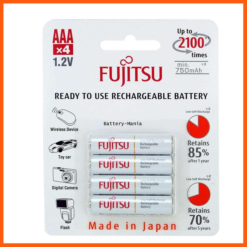 SALE Fujitsu ถ่านชาร์จ HR-4UTCEX(4B) ขนาด AAA Pack 4 White Standard Capacity min 750mAh Typ.800mAh แถมกล่อง 1ใบ อุปกรณ์เสริม กล้องไฟและอุปกรณ์สตูดิโอ กล้องวงจรปิด