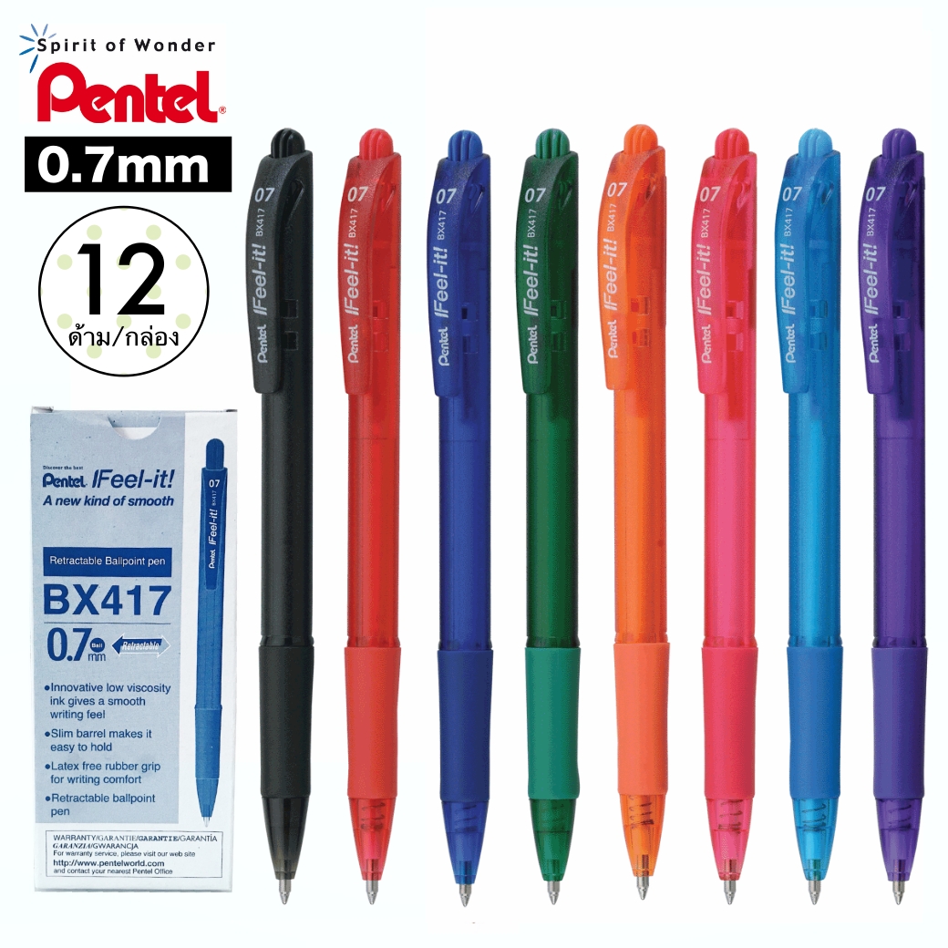 Pentel ปากกาลูกลื่น เพนเทล IFeel-it BX417 (กล่องละ 12 ด้าม