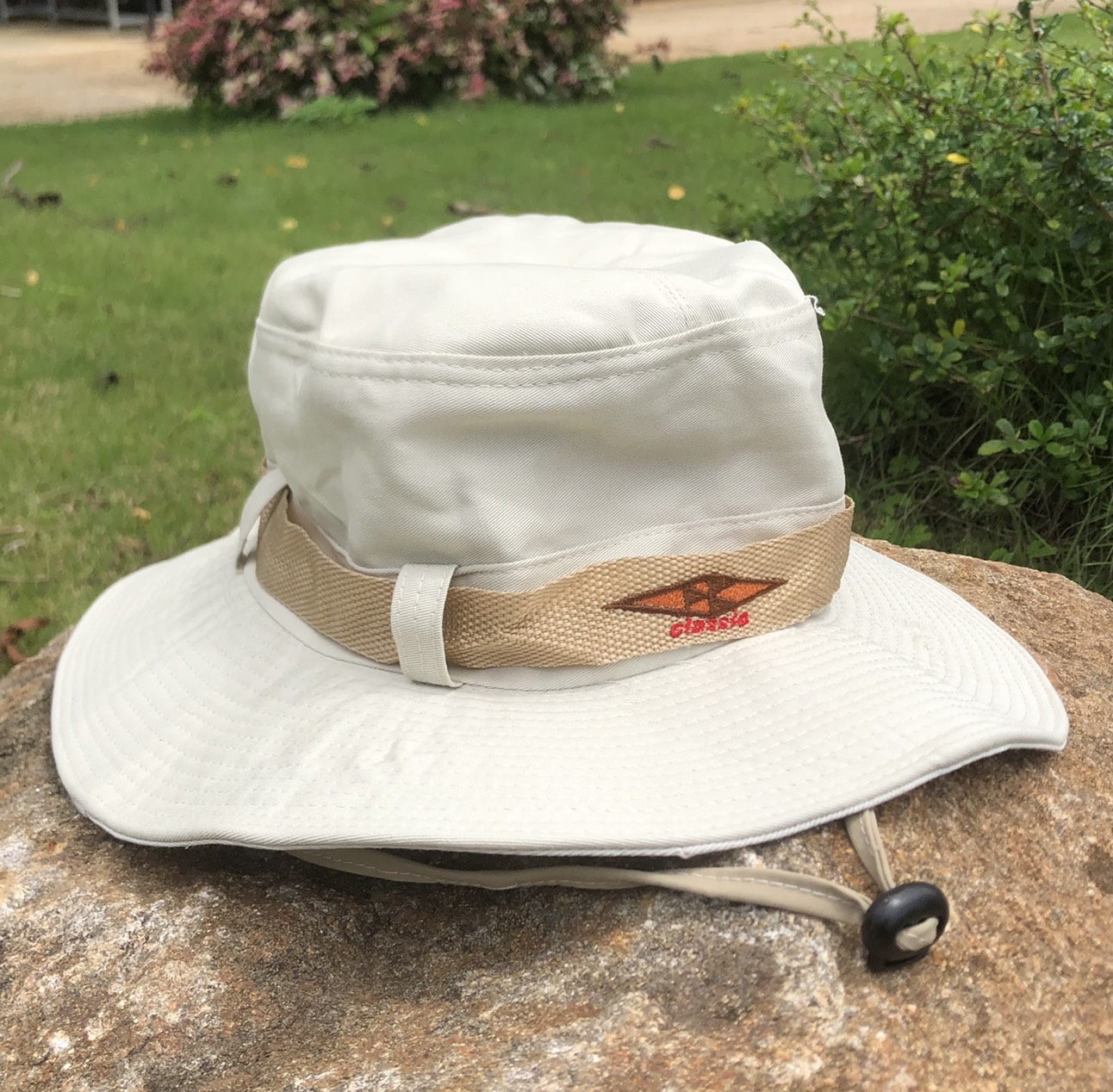 Hat หมวกวินเทจสีครีม หมวกเดินป่า​ หมวกบักเก็ต มีสาย งานจริงเนื้อผ้าหนา AA-001