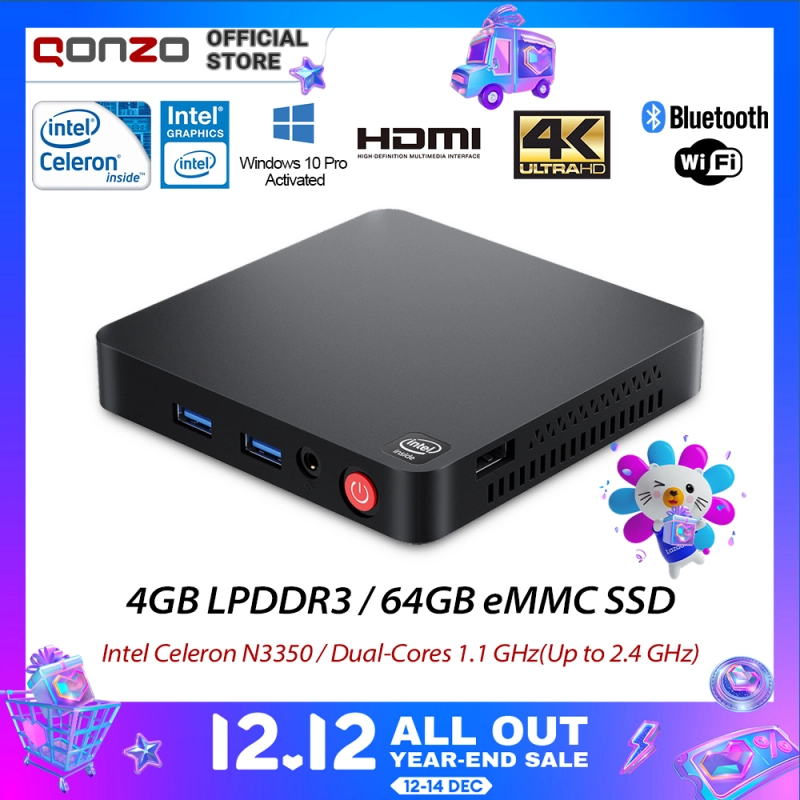 ภาพหน้าปกสินค้าใหม่ T4 PRO มินิพีซี Mini PC 4GB + 64GB Intel Celeron N3350 Dual-Core Blth 2.4G/5G WIFI Dual HDMI รองรับ 4K จอแสดงผล Gigabit Internet Mini Computer