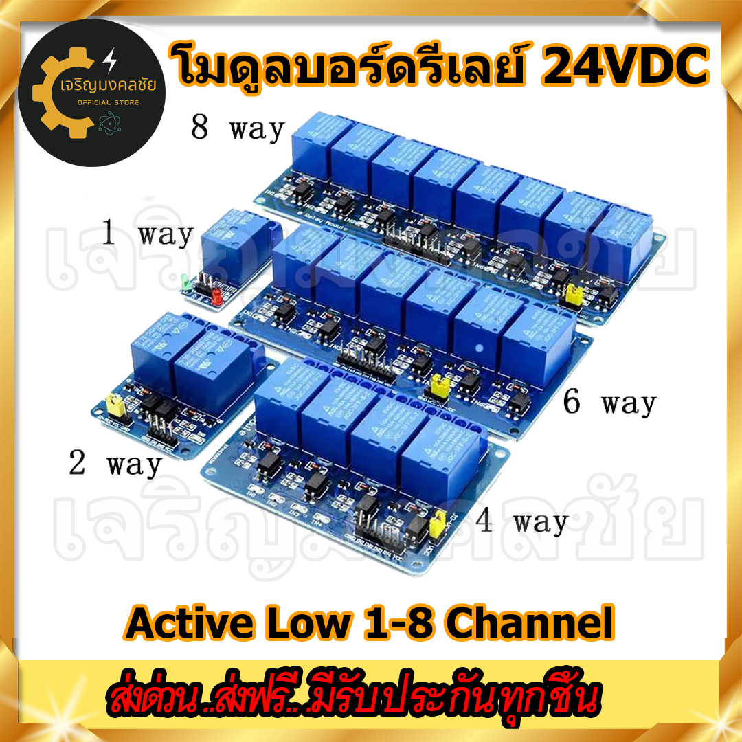 📌🌟📌โมดูลบอร์ดรีเลย์ (Relay Module) 24VDC Active Low 1-8 Channel ใช้งาน ...