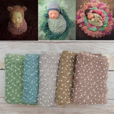 Don Judy Soft Baby Photo Wraps with Hat 2pcs Sets Newborn Boys Girls Photography Swaddle Blanket Infant Picture Prop Accessories