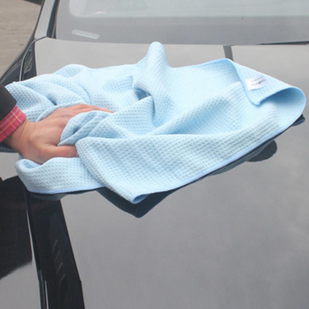 โปรโมชั่น 60 * 80cm Car Drying Towel Blue Waffle Weave Microfibre High
