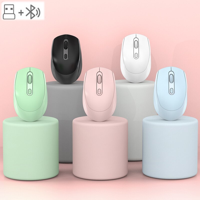 ZZOOI Macaron Wireless Bluetooth Dual-mode Rechargeable Game Mouse Computer Gamer Wirelesss Office Mouses Gaming Laptop Mice Keyboards