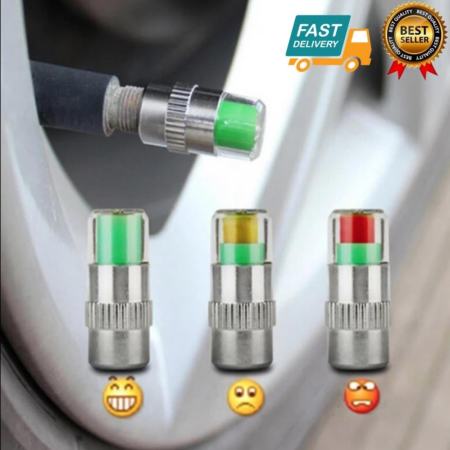 จุ๊บลมยางอัฉริยะ บอกสถานะลมยาง 1 แพ็ค 4ชิ้น AIR ALERT TIRE VALVE CAP (สีเงิน)