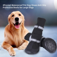 4 ชิ้น/เซ็ตกันน้ำสัตว์เลี้ยงรองเท้าสุนัขรองเท้ากันลื่นสำหรับสุนัขขนาดใหญ่ (สีน้ำเงิน) - นานาชาติ