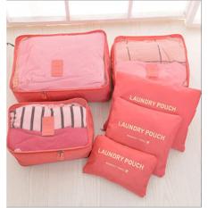ขายเซตกระเป๋าเอนกประสงค์ 6 ใบ  กระเป๋าจัดเก็บของใช้ส่วนตัว กระเป๋าใส่กางเกงใน ชุดชั้นใน  สีชมพู