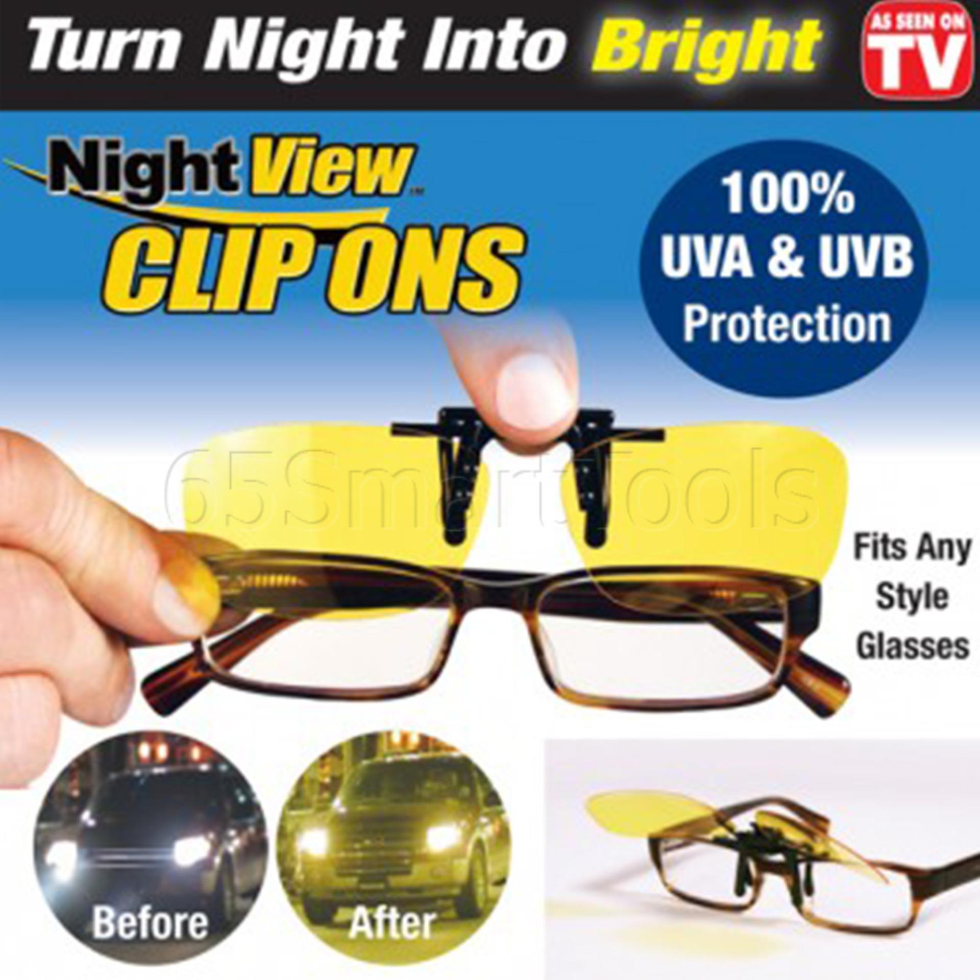 65SmartTools แว่นตาขับรถกลางคืน แว่นตาตัดหมอก แว่นคลิปออนแบบเปลี่ยนถอดได้ Night View NV จาก USA