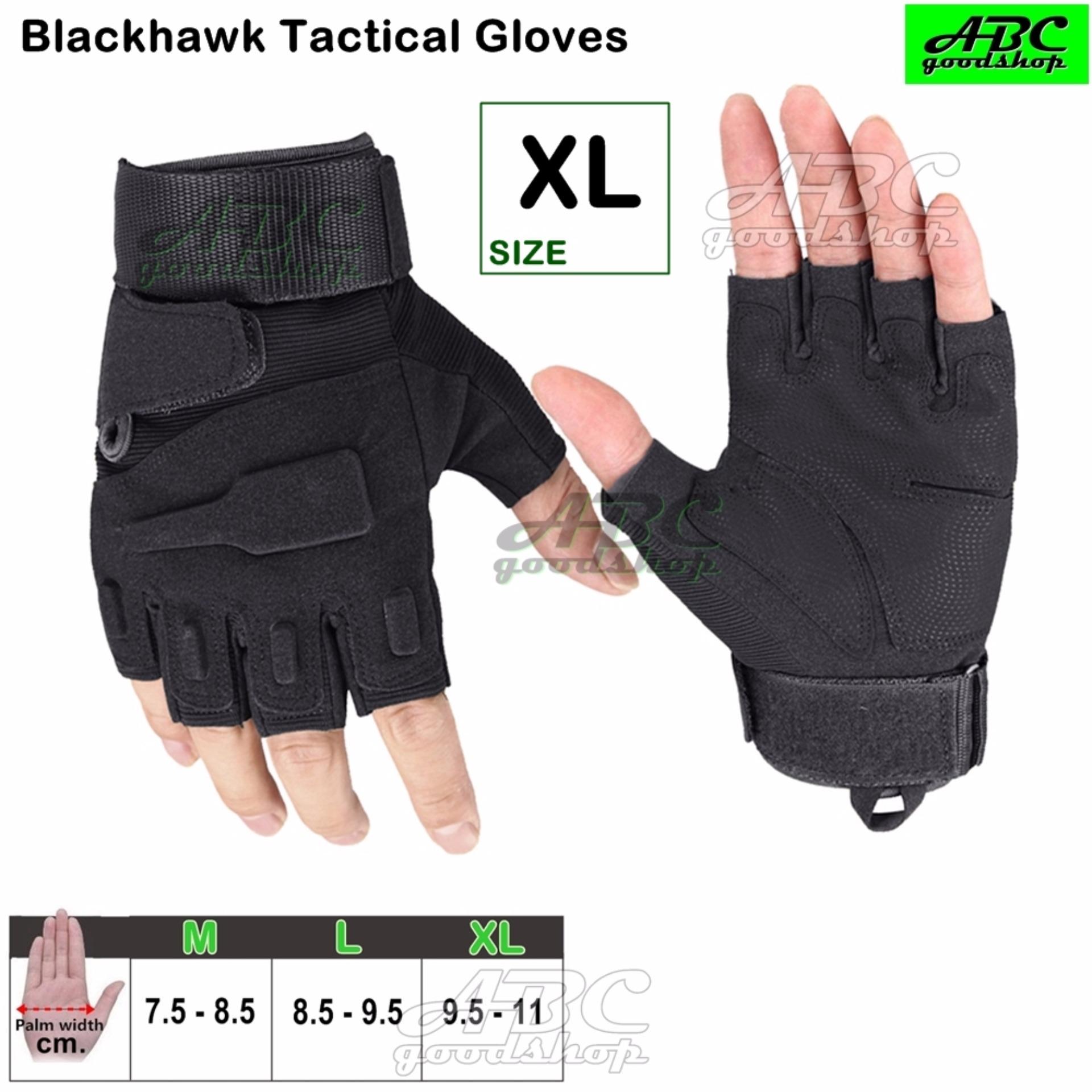 ABC Blackhawk ถุงมือมอเตอร์ไซค์ TACTICAL ถุงมือครึ่งนิ้ว ถุงมือหนัง เรโทร ถุงมือทหาร ถุงมือยิงปืน กันกระแทก ระบายอากาศ (สีดำ สีเขียวทหาร) M L XL