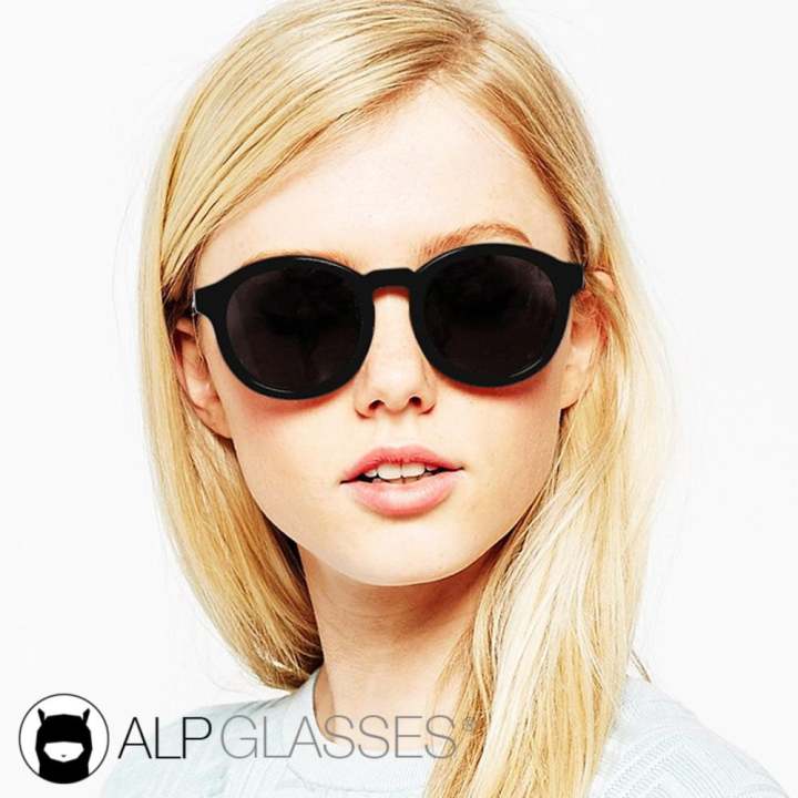 ALP Sunglasses แว่นกันแดด Vintage Oval Style รุ่น ALP-0015-BKS-BK (Black/Black)
