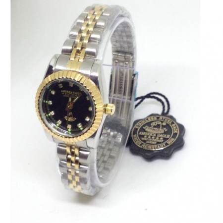 America Eagle นาฬิกาข้อมือผู้หญิงหน้าดำ สีเงิน/ขอบทอง สายสแตนเลส รุ่น3613G America Eagle นาฬิกาข้อมือผู้หญิงหน้าดำ สีเงิน/ขอบทอง สายสแตนเลส รุ่น3613G