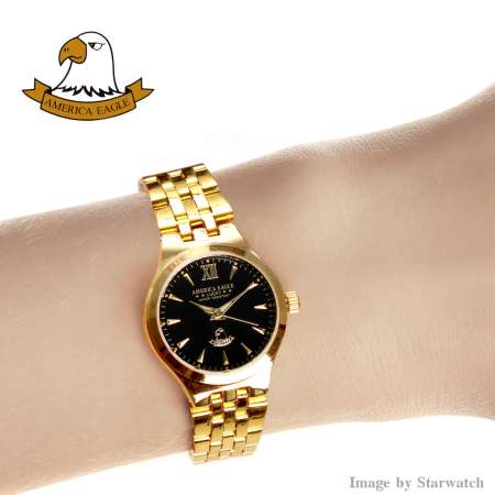 AMERICA EAGLE นาฬิกาข้อมือผู้หญิง สายสแตนเลส รุ่น AE021L - Gold / Black AMERICA EAGLE นาฬิกาข้อมือผู้หญิง สายสแตนเลส รุ่น AE021L - Gold / Black