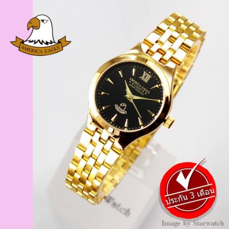 AMERICA EAGLE นาฬิกาข้อมือผู้หญิง สายสแตนเลส รุ่น AE021L - Gold / Black