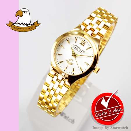 AMERICA EAGLE นาฬิกาข้อมือผู้หญิง สายสแตนเลส รุ่น AE021L - Gold / White AMERICA EAGLE นาฬิกาข้อมือผู้หญิง สายสแตนเลส รุ่น AE021L - Gold / White