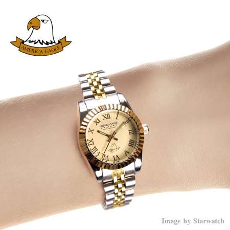 AMERICA EAGLE นาฬิกาข้อมือผู้หญิง สายสแตนเลส รุ่น AE022L - SilverGold / Gold 