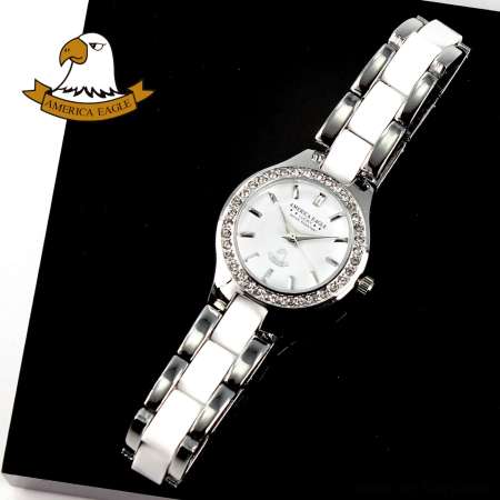 AMERICA EAGLE นาฬิกาข้อมือผู้หญิง สายสแตนเลส รุ่น AE038L - Silver/White