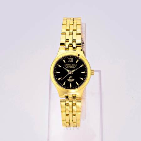 AMERICA EAGLEนาฬิกาข้อมือผู้หญิงสายทองหน้าดำรุ่นLUCKY AE021L