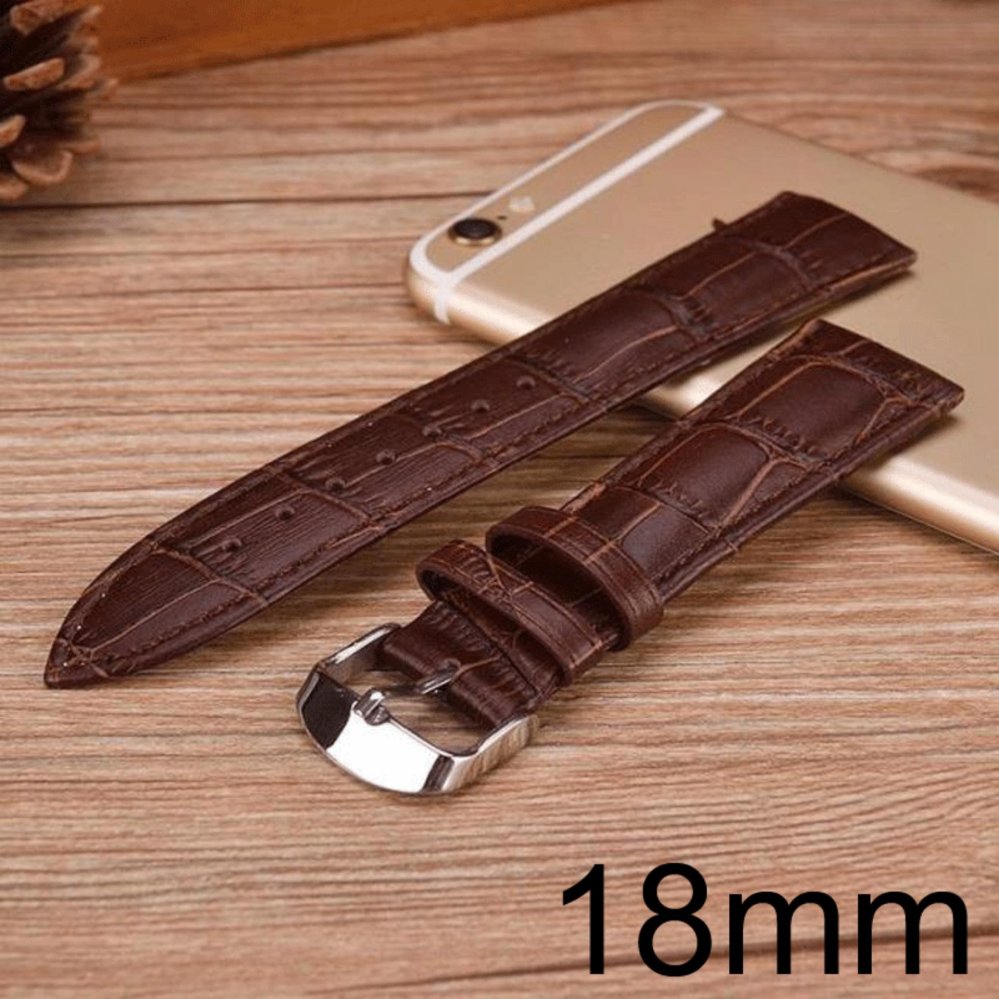 BB Shop สายนาฬิกาหนังขนาด 18 มิล18mm (สีน้ำตาล)