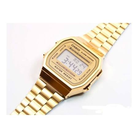 Casio Standard นาฬิกาข้อมือผู้หญิง  สีทอง  Stainless Strap   รุ่น A168WG-9WDF