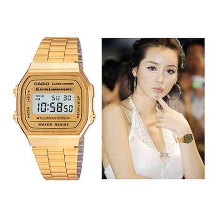 Casio Standard นาฬิกาข้อมือผู้หญิง  สีทอง  Stainless Strap   รุ่น A168WG-9WDF