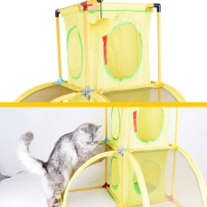Cat Accessories ของเล่นแมว สวนสนุกแมว บ้านแมว อุปกรณ์แมวขนาดใหญ่ ขนาด 35X35X70  ซม.สีเหลือง