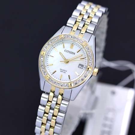 CITIZEN Womens Quartz Stainless Steel Date Watch รุ่น EU6064-54D - TwoTone Gold/Silver