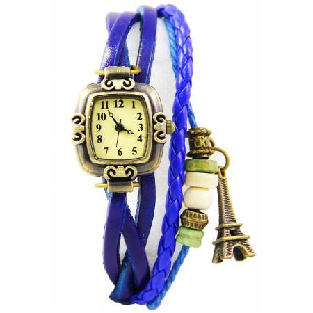 DM นาฬิกาข้อมือผู้หญิง รุ่น Paris Vintage สายหนังสีน้ำเงิน DM นาฬิกาข้อมือผู้หญิง รุ่น Paris Vintage สายหนังสีน้ำเงิน