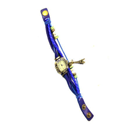 DM นาฬิกาข้อมือผู้หญิง รุ่น Paris Vintage สายหนังสีน้ำเงิน