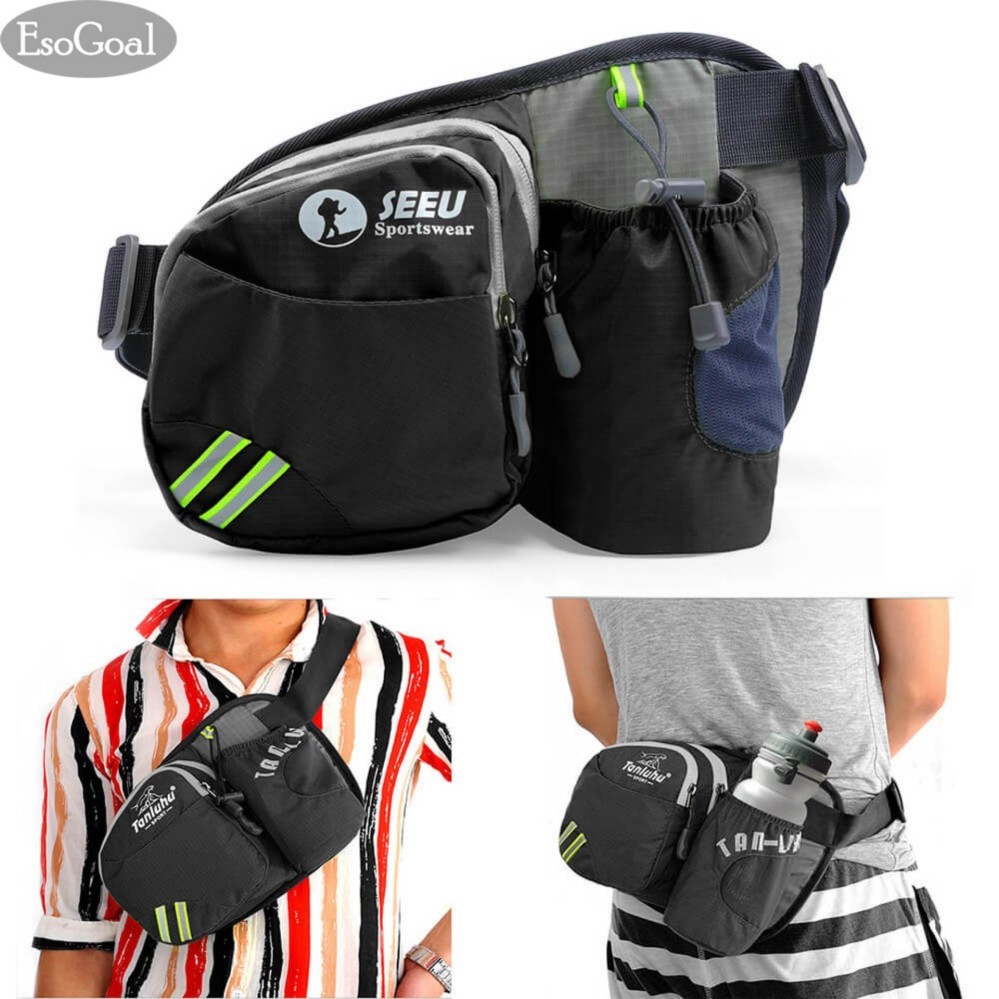 EsoGoal Sports Waist Pack,กระเป๋าคาดเอว กระเป๋าคาดเอววิ่ง กระเป๋าวิ่ง Sport Waist Bag Running Bag (Black/สีดำ)