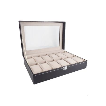 Fancybox กล่องนาฬิกาไม้บุหนัง สำหรับนาฬิกา 12 เรือน ( Black/Beige ) Fancybox กล่องนาฬิกาไม้บุหนัง สำหรับนาฬิกา 12 เรือน ( Black/Beige )