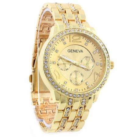 Geneva นาฬิกาข้อมือผู้หญิง WP8502 (Gold) พิเศษแถมซองนาฬิกาสวยหรู    