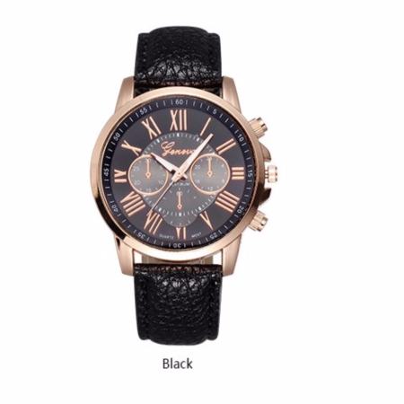 GENEVA ทั้งชายและหรุ่นคู่ Watch นาฬิกาข้อมือผู้หญิง สายหนัง รุ่นGP#001- Black GENEVA ทั้งชายและหรุ่นคู่ Watch นาฬิกาข้อมือผู้หญิง สายหนัง รุ่นGP#001- Black