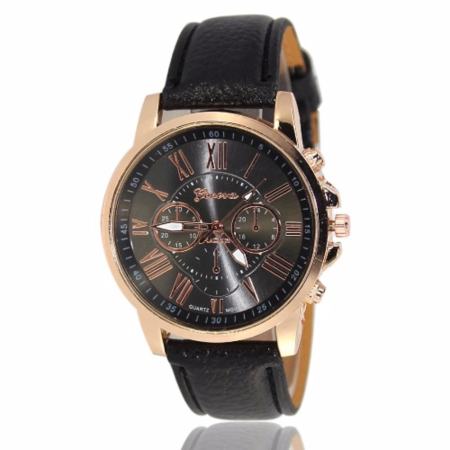 GENEVA ทั้งชายและหรุ่นคู่ Watch นาฬิกาข้อมือผู้หญิง สายหนัง รุ่นGP#001- Black GENEVA ทั้งชายและหรุ่นคู่ Watch นาฬิกาข้อมือผู้หญิง สายหนัง รุ่นGP#001- Black