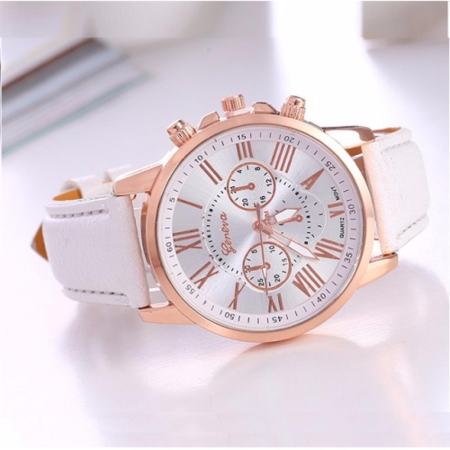 GENEVA ทั้งชายและหรุ่นคู่ Watch นาฬิกาข้อมือผู้หญิง สายหนัง รุ่นGP#001-white GENEVA ทั้งชายและหรุ่นคู่ Watch นาฬิกาข้อมือผู้หญิง สายหนัง รุ่นGP#001-white