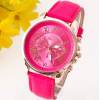 GENEVA watch นาฬิกาข้อมือแฟชั่นผู้หญิง Hot Pink สีชมพูเข้ม สายหนัง รุ่น WM0046