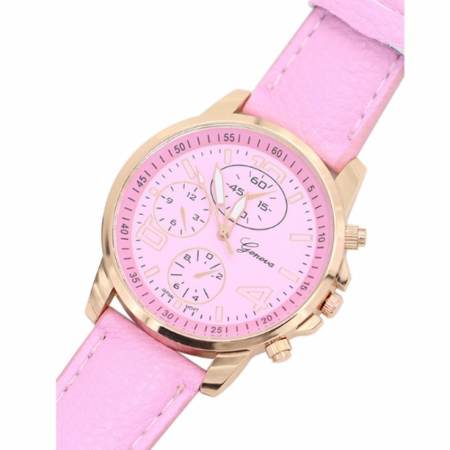 GENEVA watch นาฬิกาข้อมือแฟชั่นผู้หญิง Pink สีชมพู สายหนัง รุ่น WM0041