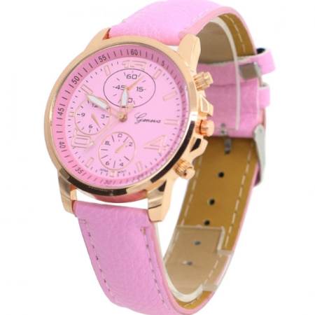 GENEVA watch นาฬิกาข้อมือแฟชั่นผู้หญิง Pink สีชมพู สายหนัง รุ่น WM0041