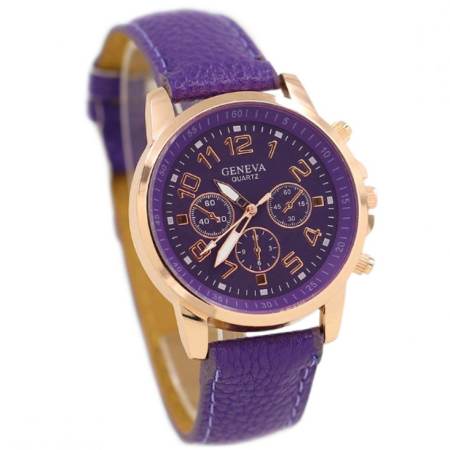 GENEVA watch นาฬิกาข้อมือแฟชั่นผู้หญิง Purple สีม่วง สายหนัง รุ่น WM0045 