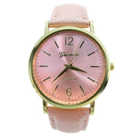 Geneva Watch นาฬิกาข้อมือผู้หญิง Pink สายหนัง สีชมพู รุ่น WM0027 (NEW) Geneva Watch นาฬิกาข้อมือผู้หญิง Pink สายหนัง สีชมพู รุ่น WM0027 (NEW)