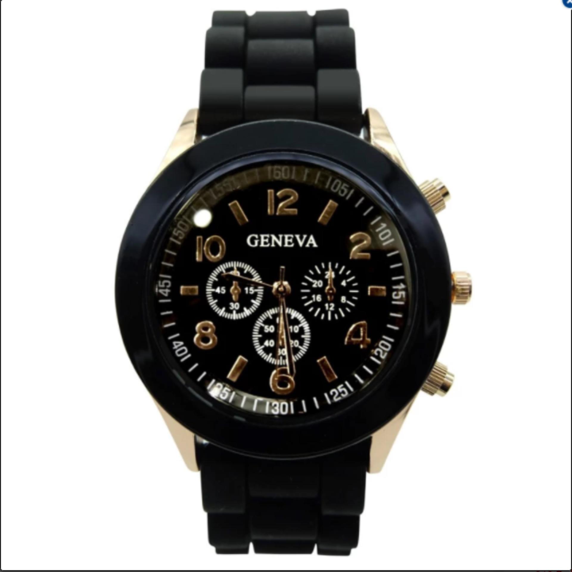 GENEVA watch นาฬิกาข้อมือผู้หญิง สีดำ สายยาง รุ่น WM0002