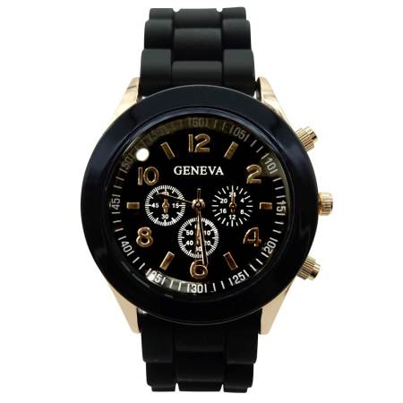 GENEVA watch นาฬิกาข้อมือผู้หญิง สีดำ สายยาง รุ่น WM0002 GENEVA watch นาฬิกาข้อมือผู้หญิง สีดำ สายยาง รุ่น WM0002