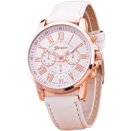 Geneva Watch นาฬิกาข้อมือแฟชั่นผู้หญิง สายหนัง สีขาว รุ่น WM0009