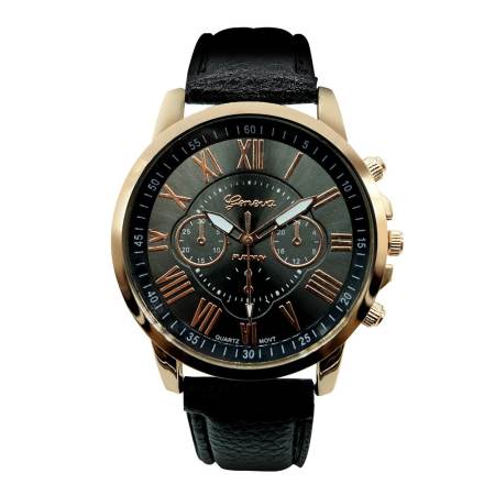 Geneva Watch นาฬิกาข้อมือแฟชั่นผู้หญิง สายหนัง สีดำ รุ่น WM0010