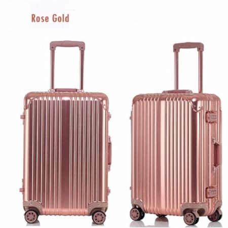 hipoloกระเป๋าเดินทางขนาด 20 นิ้ว โครงอะลูมิเนียม อลูมิเนียม วัสดุ ABS+PC rose gold