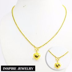 Inspire Jewelry สร้อยคอทองห้อยหัวใจตอกลาย น้ำหนัก 0.50 บาท งานทองไมครอน 24K ยาว 18 นิ้ว หนัก 7 กรัม