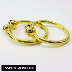 Inspire Jewelry ,กำไลข้อเท้าเด็ก กระพรวนคู่ ทองเหลืองอร่าม กลมเกลี้ยง ใช้งานดีและทนมาก