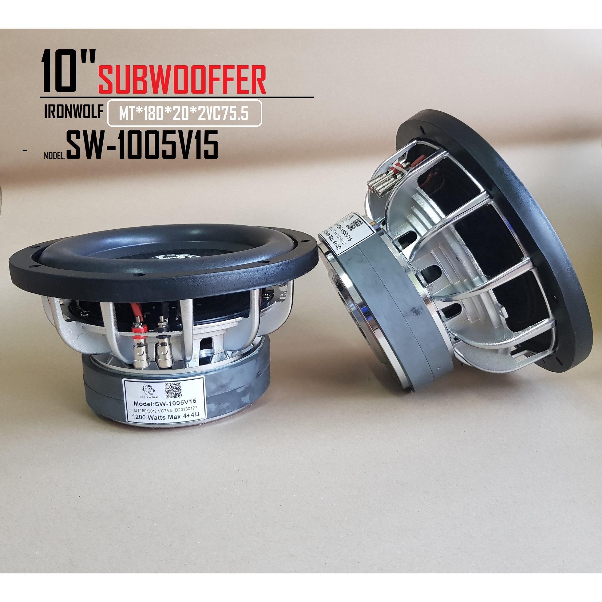 IRON WOLF ลำโพงซับวูปเฟอร์ subwooffer ขนาด 10"นิ้ว แม่เหล็ก 2ชั้น โครงชุปโครม
1200w ironwolf รุ่น sw-1005v15 (MT*180*20*2 VC75.5)=1คู่