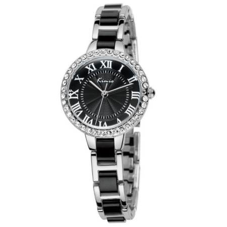 Kimio นาฬิกาข้อมือผู้หญิง สาย Alloy รุ่น K506 - สีดำ/เงิน