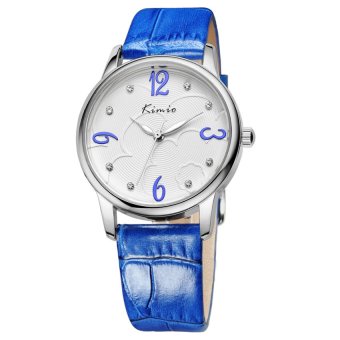 KIMIO KW523M Leather Casual Watch for Ladies Waterproof Quartz Crystal hours Women Dress Wrist watches (Blue)