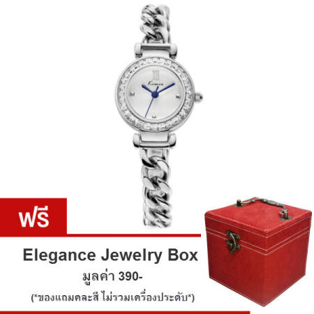 Kimio นาฬิกาข้อมือผู้หญิง สายสแตนเลส รุ่น KW6030 Silver (แถมฟรี กล่องใส่เครื่องประดับ Elegance Jewelry Box คละสี มูลค่า 390-)